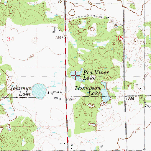 Topographic Map of Pea Viner Lake, WI