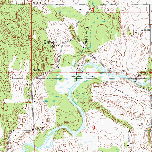 Topographic Map of Peabody Creek, WI