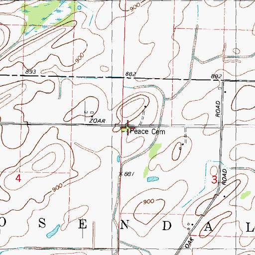 Topographic Map of Peace Cemetery, WI