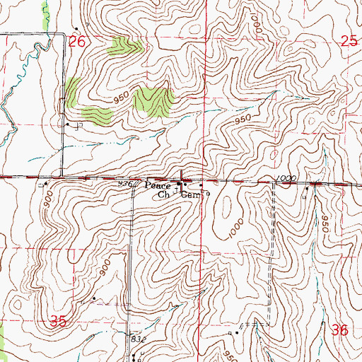 Topographic Map of Peace Church, WI