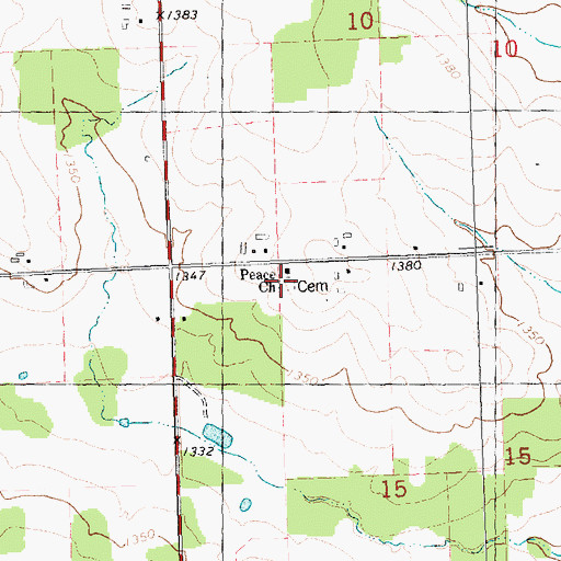Topographic Map of Peace Church, WI