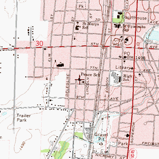 Topographic Map of Peace Lutheran School, WI
