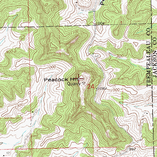 Topographic Map of Peacock Hill, WI