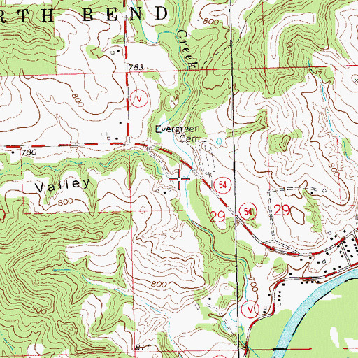 Topographic Map of Peacock Valley, WI