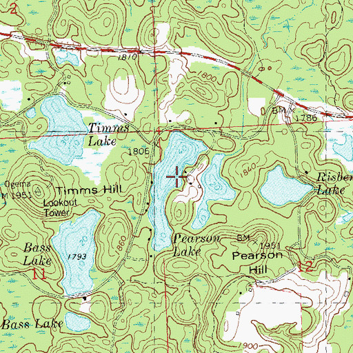 Topographic Map of Pearson Lake, WI