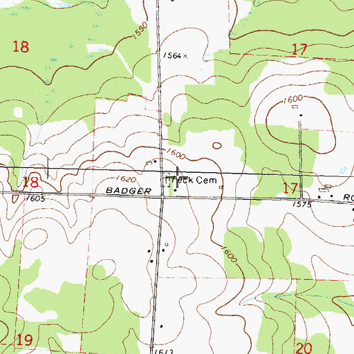 Topographic Map of Peck Cemetery, WI