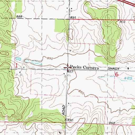 Topographic Map of Pecks Corners, WI