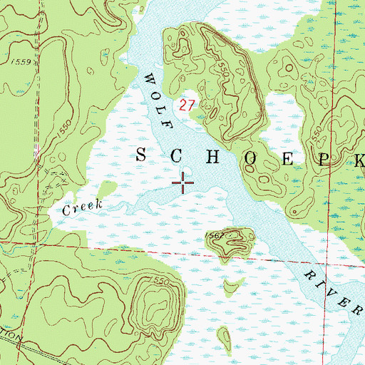Topographic Map of Pedro Creek, WI