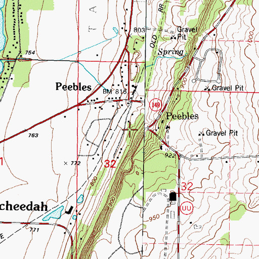 Topographic Map of Peebles, WI