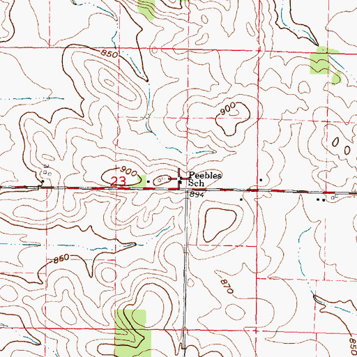 Topographic Map of Peebles School, WI