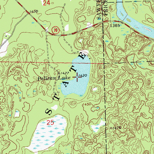 Topographic Map of Pelican Lake, WI