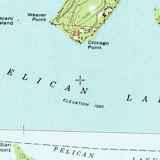 Topographic Map of Pelican Lake, WI