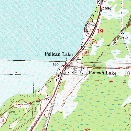 Topographic Map of Pelican Lake, WI