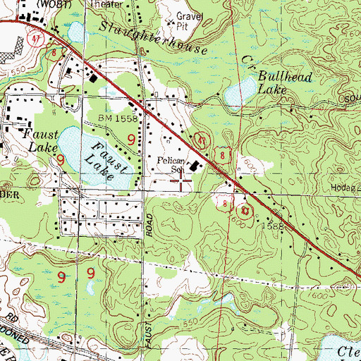 Topographic Map of Pelican Elementary School, WI
