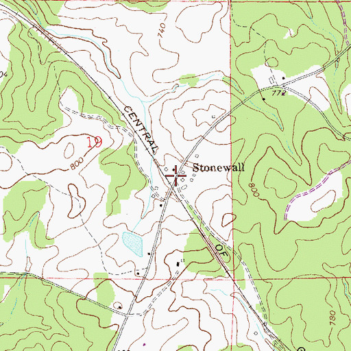 Topographic Map of Stonewall, AL