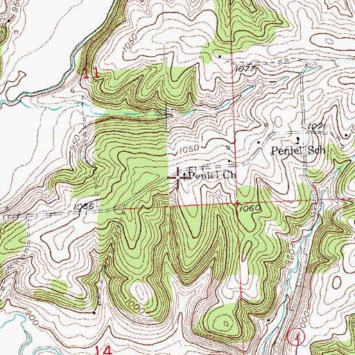 Topographic Map of Peniel Church, WI