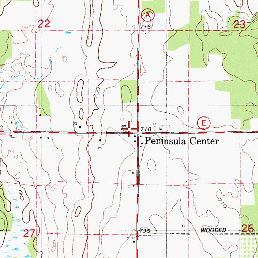 Topographic Map of Peninsula Center, WI