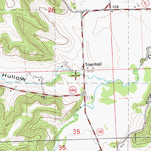 Topographic Map of Penn Hollow, WI