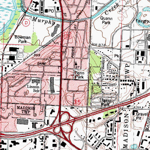 Topographic Map of Penn Park, WI