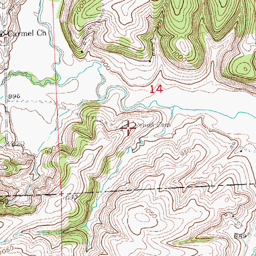 Topographic Map of Penniel Cemetery, WI