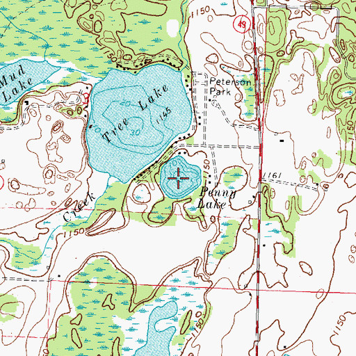 Topographic Map of Penny Lake, WI