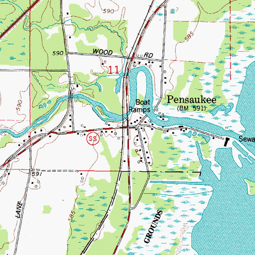 Topographic Map of Pensaukee, WI