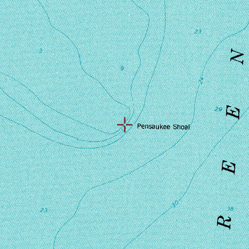 Topographic Map of Pensaukee Shoal, WI