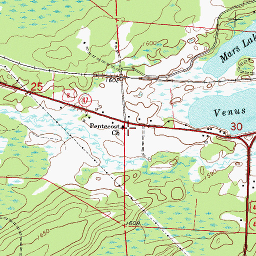 Topographic Map of Pentecost Church, WI