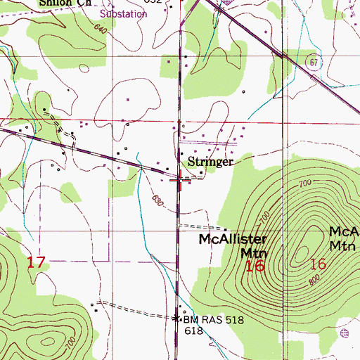 Topographic Map of Stringer, AL
