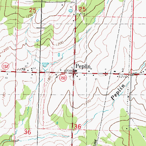 Topographic Map of Peplin, WI