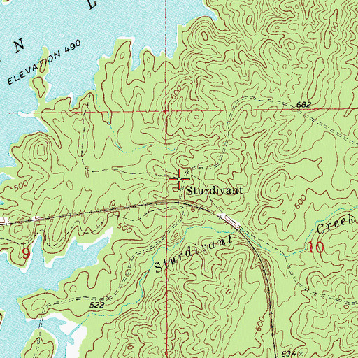 Topographic Map of Sturdivant, AL