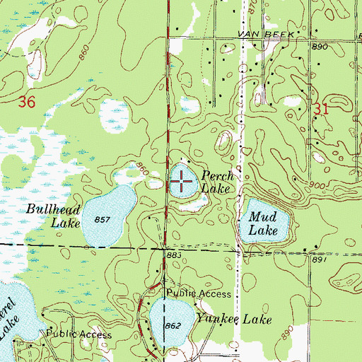 Topographic Map of Perch Lake, WI