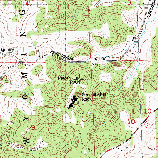 Topographic Map of Percussion Rock, WI