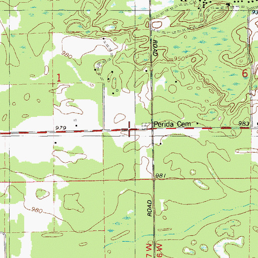 Topographic Map of Perida Cemetery, WI
