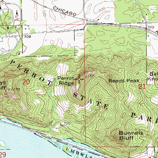 Topographic Map of Perrot Ridge, WI