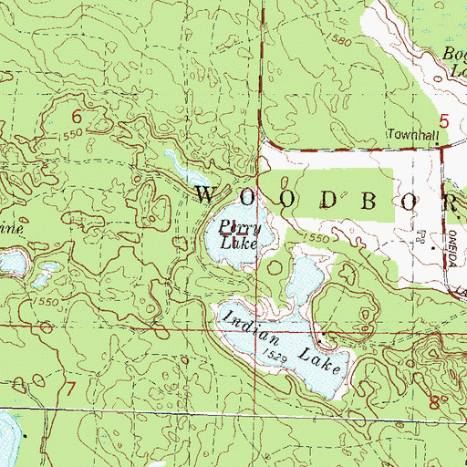 Topographic Map of Perry Lake, WI