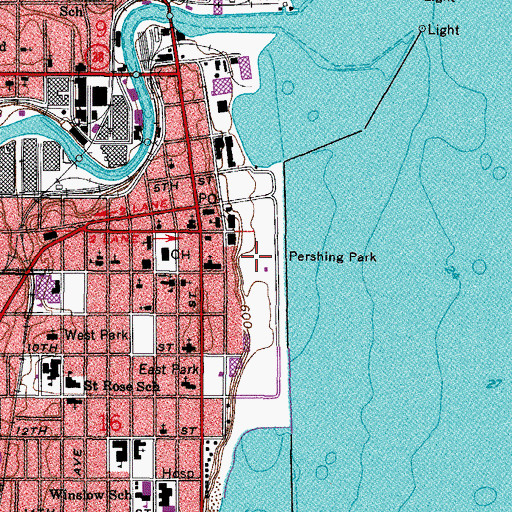 Topographic Map of Pershing Park, WI