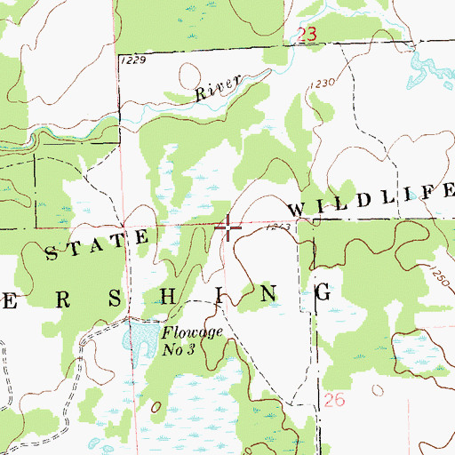 Topographic Map of Pershing State Wildlife Area, WI