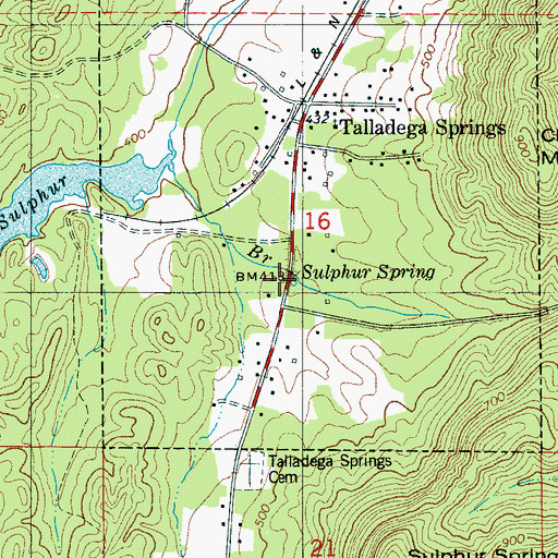 Topographic Map of Sulphur Spring, AL
