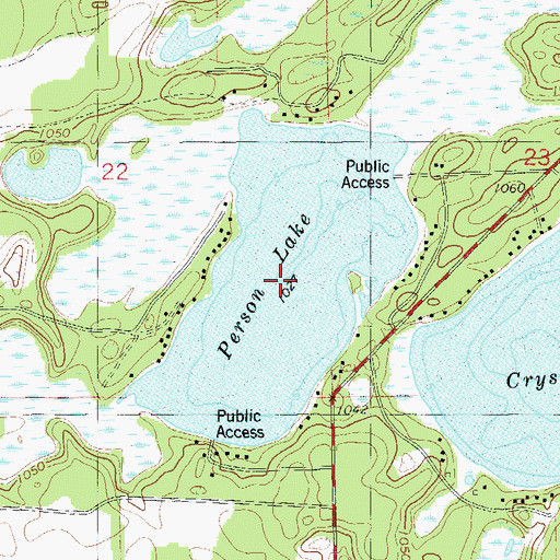 Topographic Map of Person Lake, WI