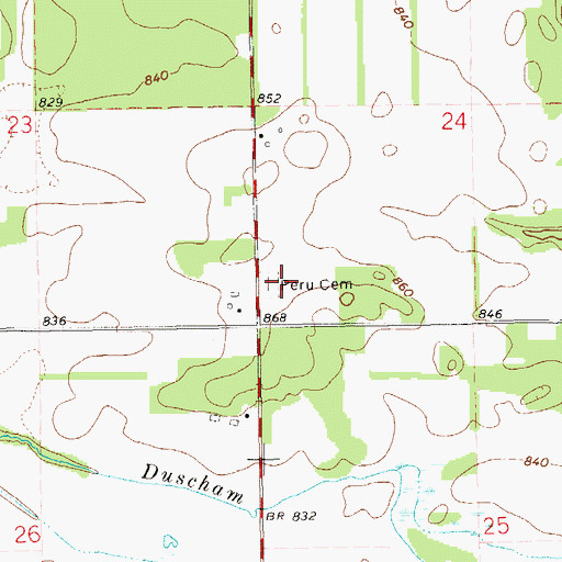 Topographic Map of Peru Cemetery, WI