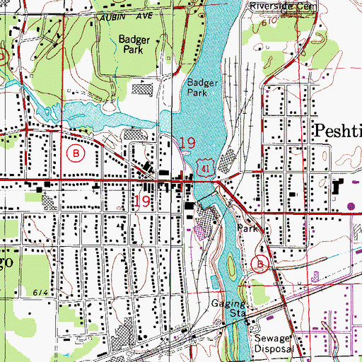 Topographic Map of Peshtigo, WI