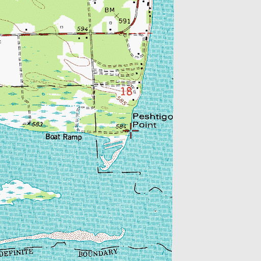 Topographic Map of Peshtigo Point, WI
