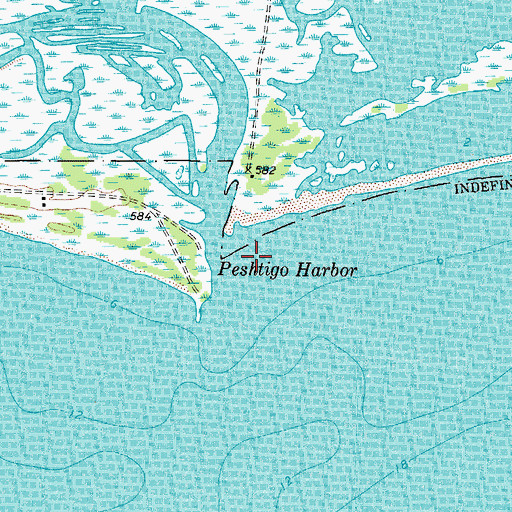 Topographic Map of Peshtigo Harbor, WI