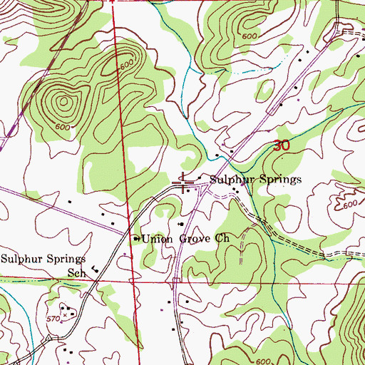 Topographic Map of Sulphur Springs, AL
