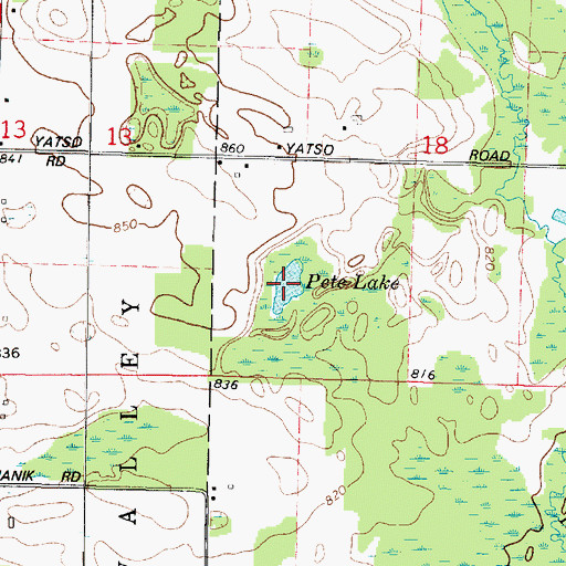 Topographic Map of Pete Lake, WI