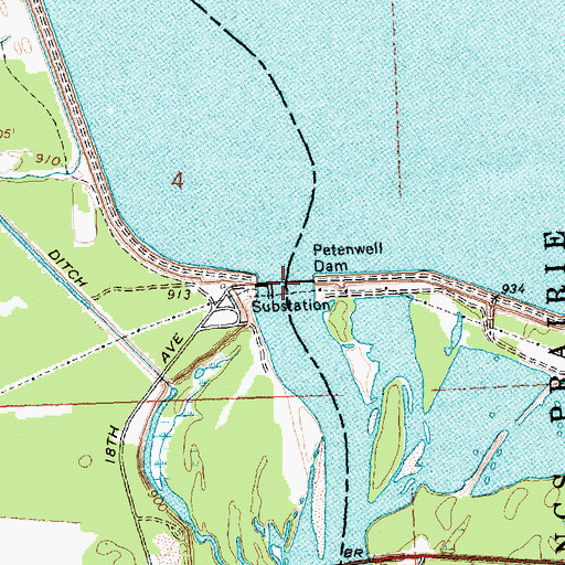 Topographic Map of Petenwell Dam, WI