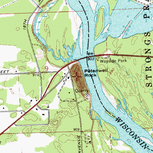 Topographic Map of Petenwell Rock, WI