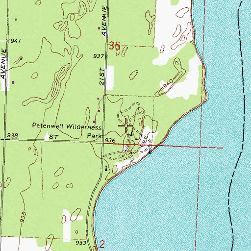 Topographic Map of Petenwell Wilderness Park, WI