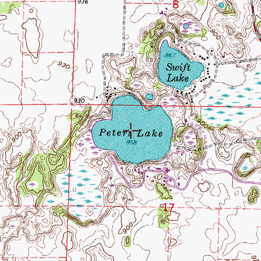 Topographic Map of Peters Lake, WI
